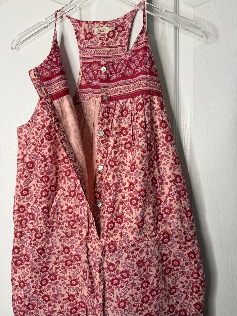 Faherty Adella Floral Jumpsuit Pink Organic Cotton Size Medium NWOT - Picture 7 of 14